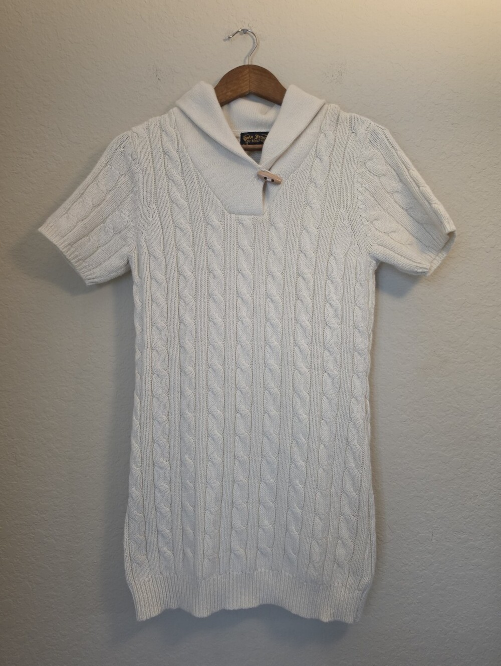 Polo Jeans Ralph Lauren Cable Knit Dress Womens Large Cream Preppy Y2K Old Money